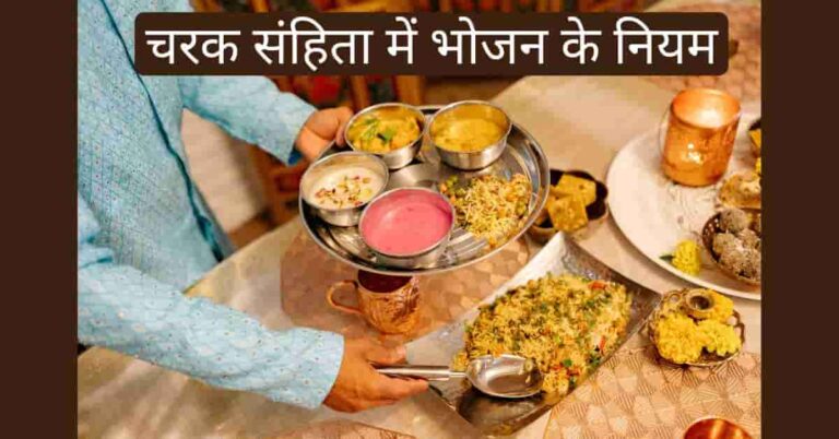 चरक संहिता अनुसार भोजन निकालता व्यक्ति